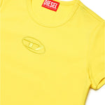Diesel Kids T-shirt Gialla con Ricamo Oval D per Bambine (dettaglio)