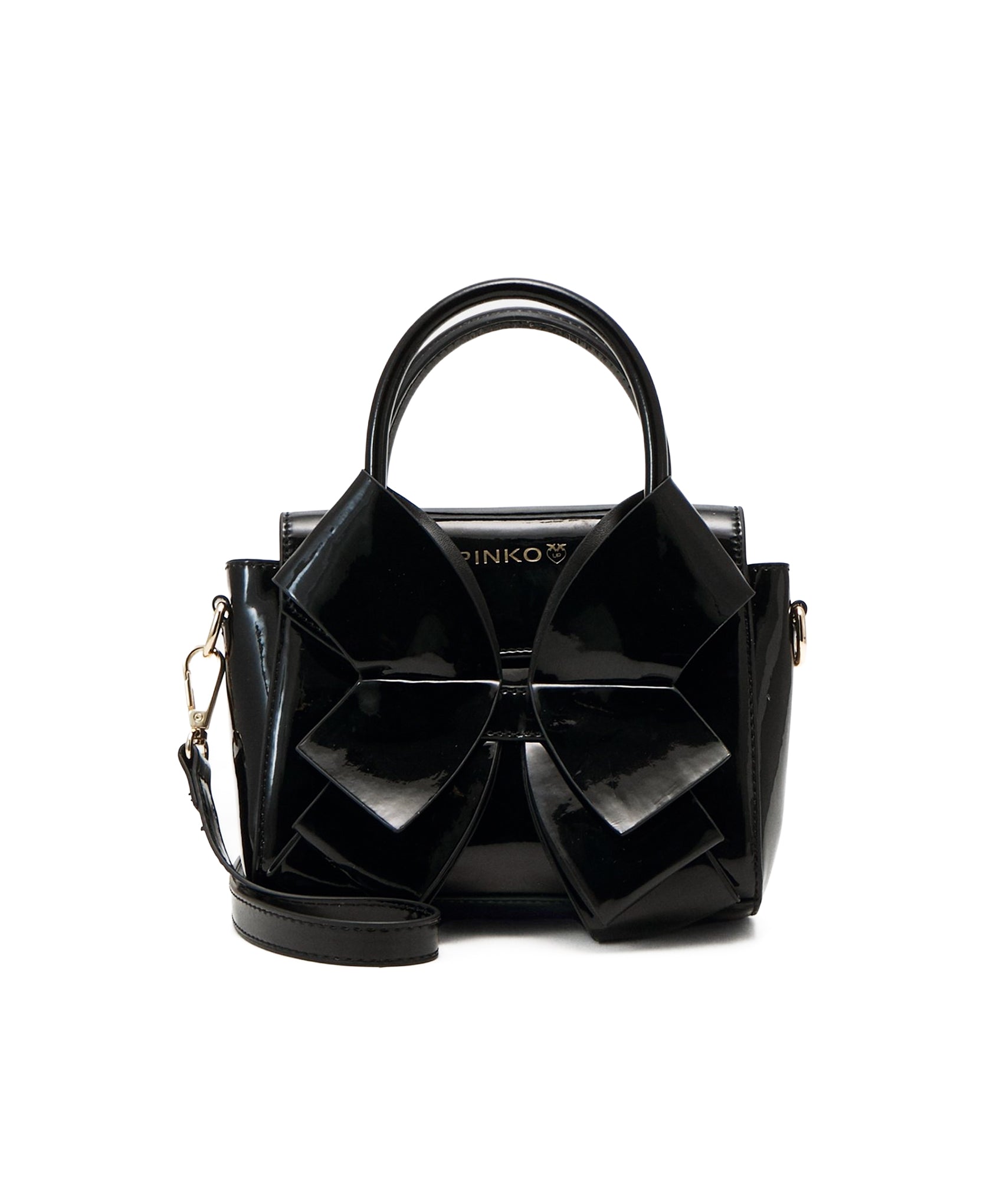 Pinko Kids Borsa Tote Nera con Fiocco Oversize (fronte)