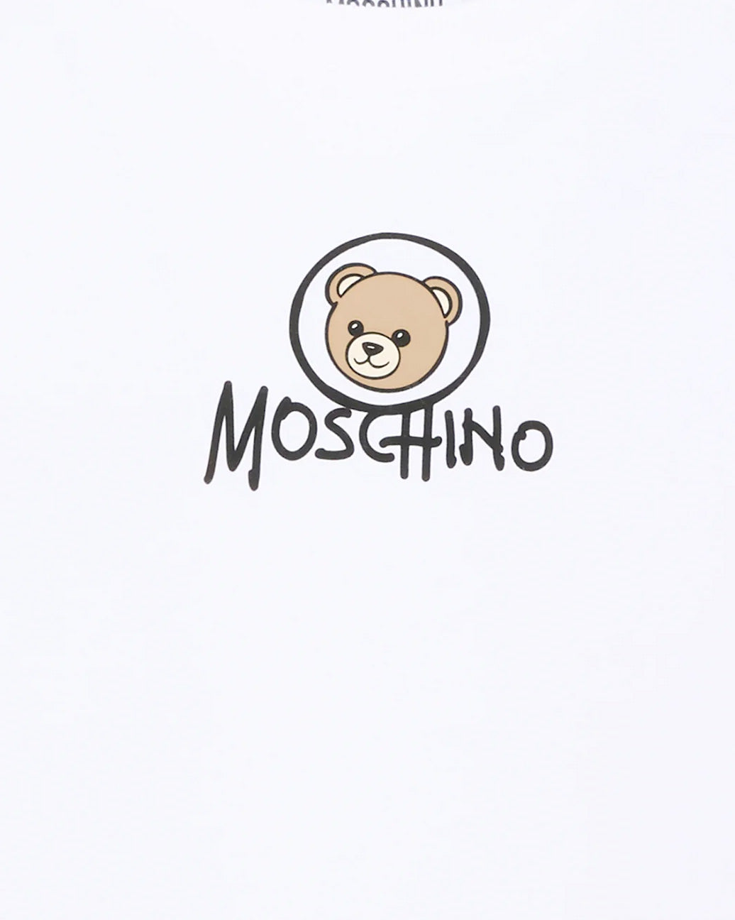 Moschino Kids Felpa Bianco Girocollo in Cotone con Stampa Teddy Bear e Logo per Bambini