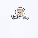 Moschino Kids Felpa Bianco Girocollo in Cotone con Stampa Teddy Bear e Logo per Bambini