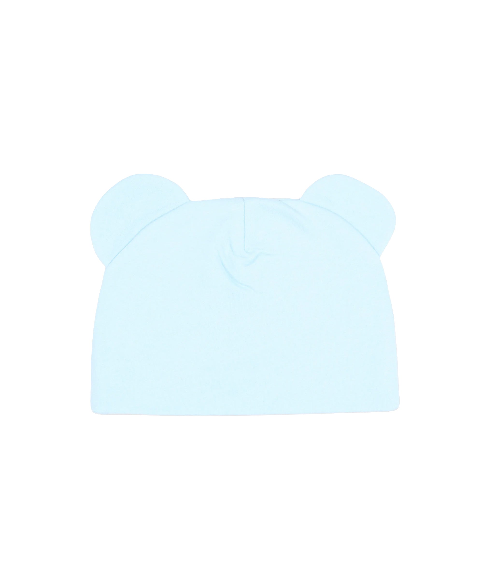 Moschino Kids Cappellino Celeste in Cotone con Orecchie, Stampa Teddy Bear e Logo per Neonati