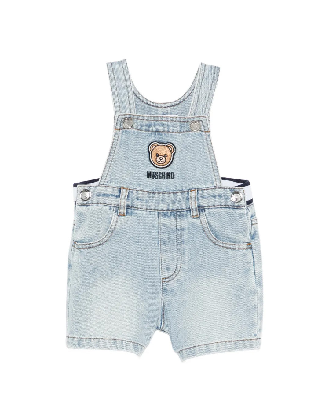 Moschino Kids Salopette in Denim con Logo Teddy Bear per Neonate