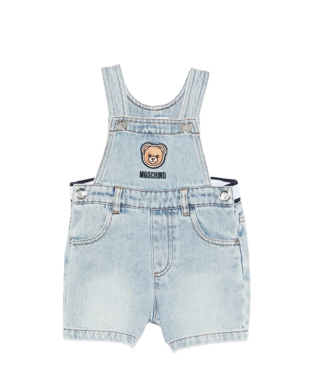 Moschino Kids Salopette in Denim con Logo Teddy Bear per Neonate