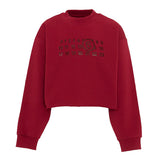 Maison Margiela Kids Felpa Borgogna con Logo Strass per Bambine