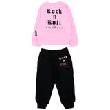 John Richmond Kids Tuta Rosa e Nero con Stampe per Neonate