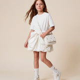 Elisabetta Franchi La Mia Bambina Borsetta a Tracolla Avorio con Applizazioni Mini Loghi per Bambine