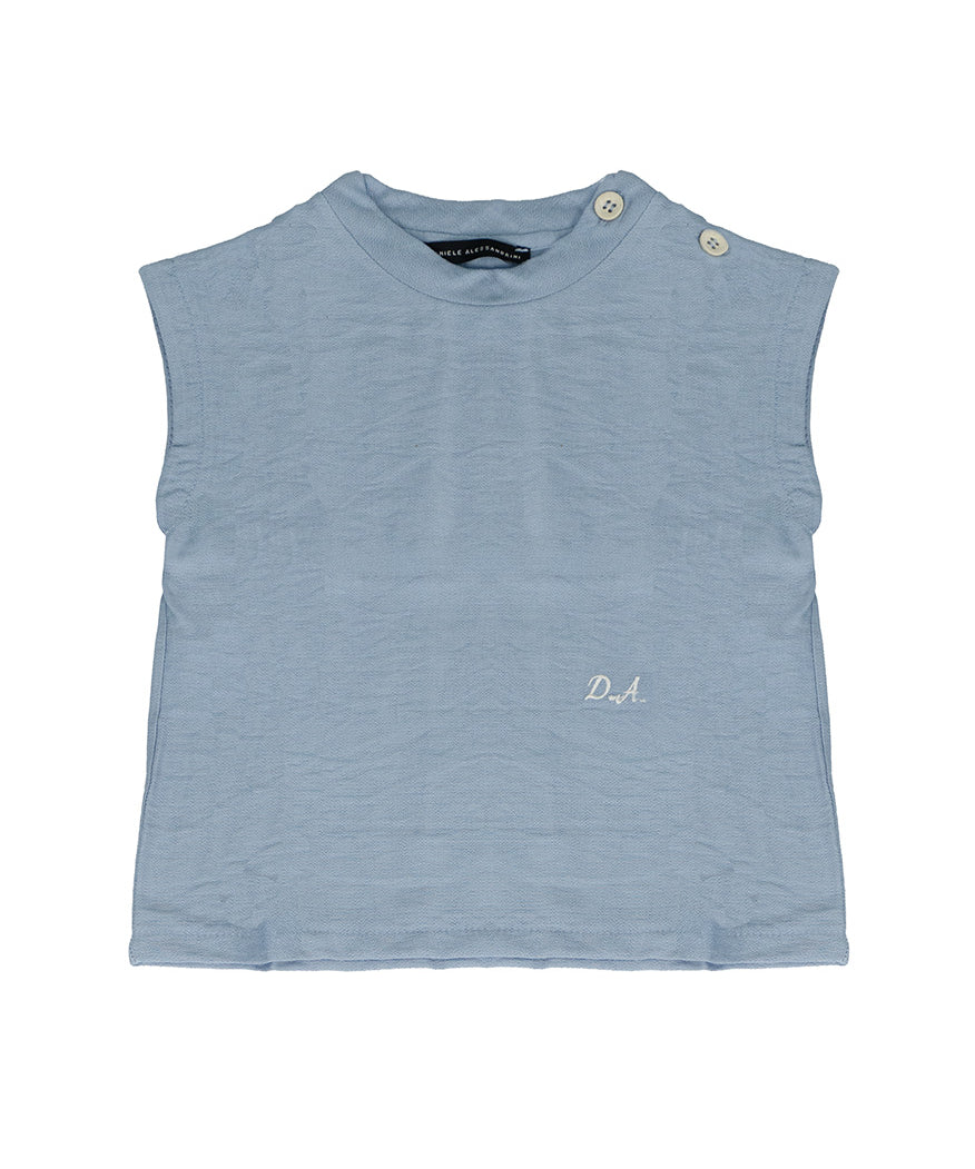 Daniele Alessandrini Kids Canotta Celeste con Logo per Neonati