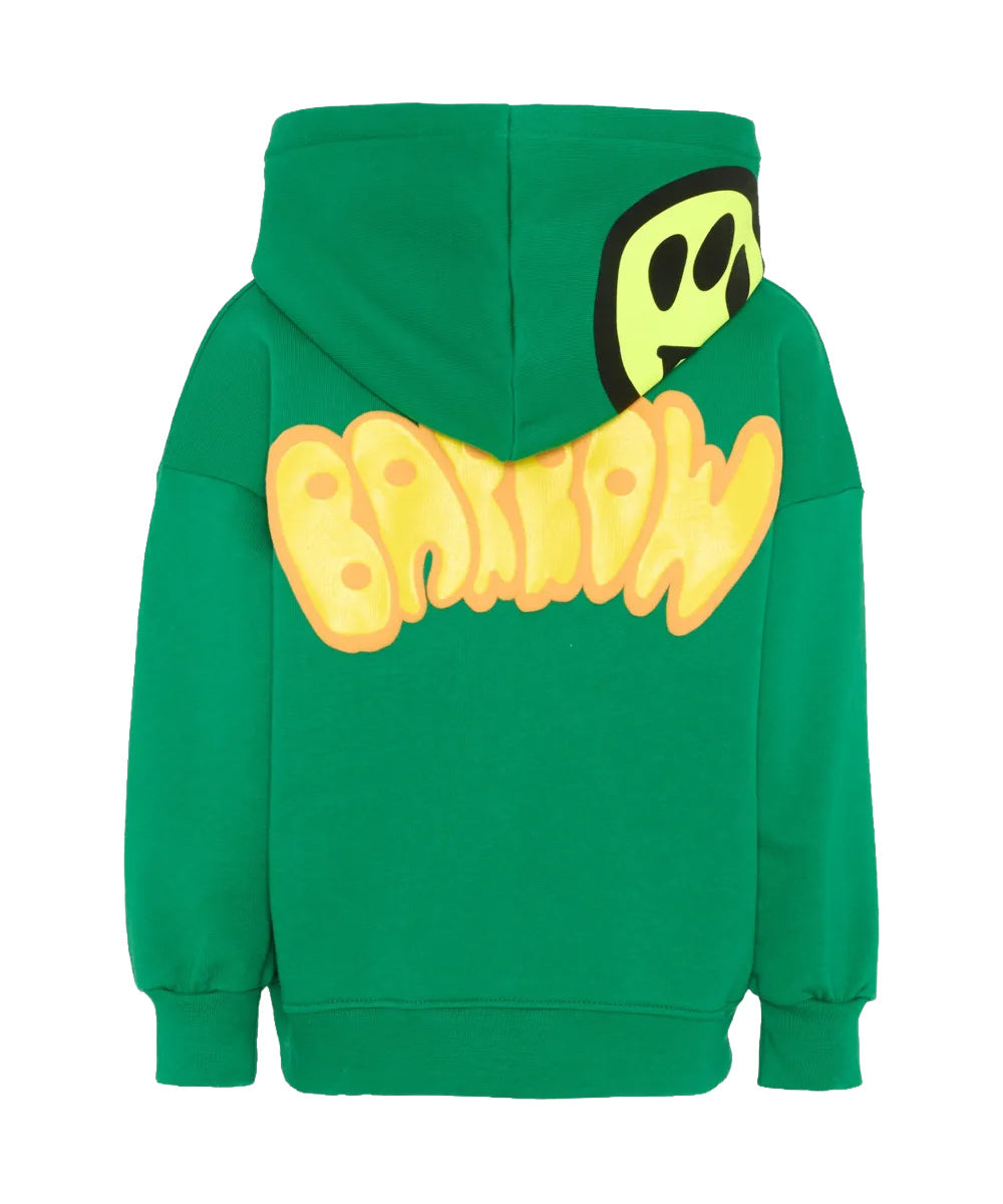 Barrow Kids Felpa Verde con Cappuccio Stampa Logo per Bambini