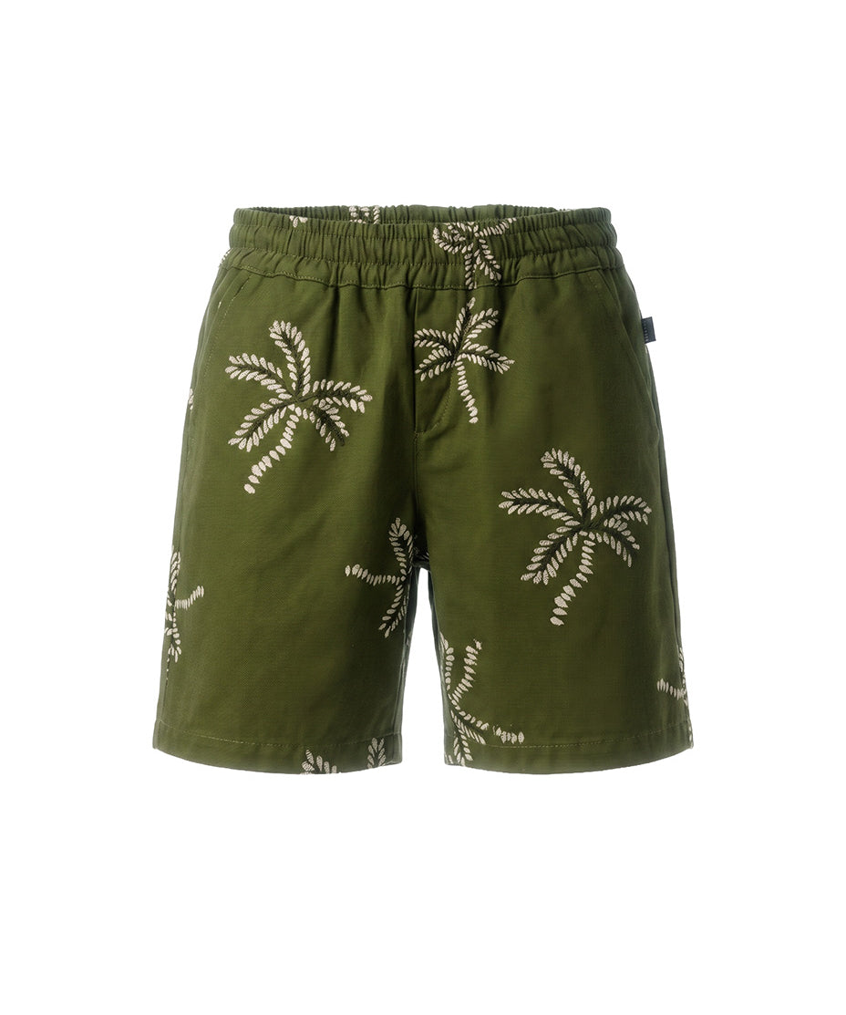 Daniele Alessandrini Kids Short Verde Militare con Ricami per Bambini