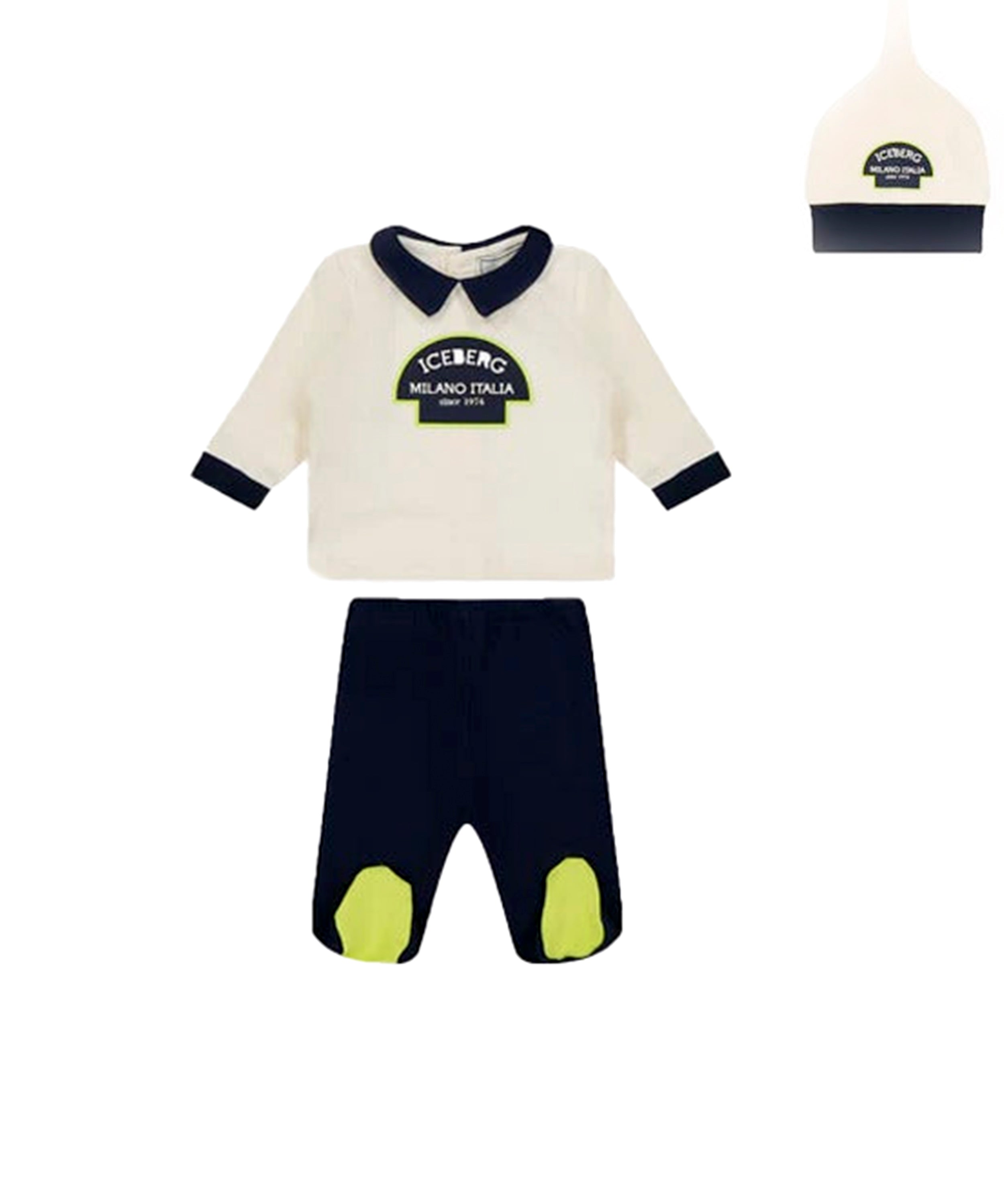 Iceberg Kids Tutina Spezzata Panna con Cappellino per Neonati