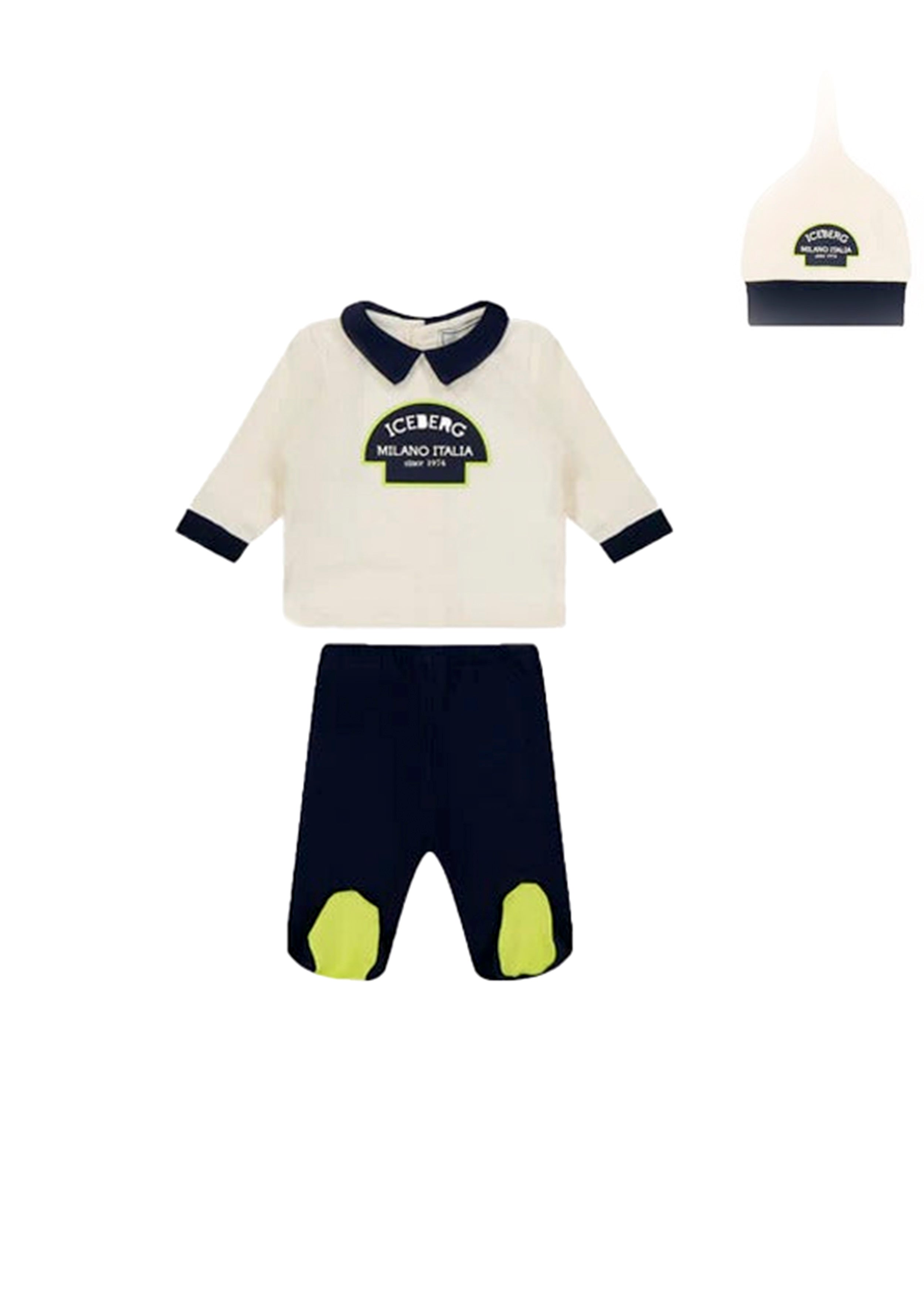 Iceberg Kids Tutina Spezzata Panna con Cappellino per Neonati