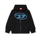 Diesel Kids Felpa Nero con Logo in Jeans per Bambini