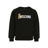 Moschino Kids Felpa Girocollo Nera con Logo per Bambini