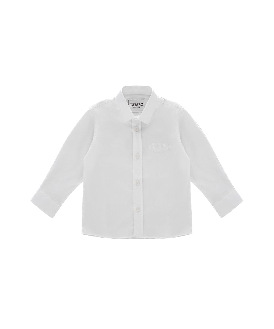 Iceberg Kids Camicia Bianca con Logo per Neonati