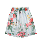 Vivetta Kids Blue Bermuda Shorts with Floral Pattern for Girls