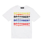Dsquared2 Kids T-Shirt Bianca con Logo Multicolor Effetto Wave per Bambini