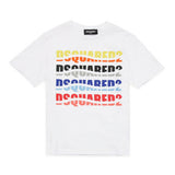 Dsquared2 Kids T-Shirt Bianca con Logo Multicolor Effetto Wave per Bambini