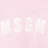 MSGM Kids Maglioncino Rosa con Cappuccio con Intarso Logo per Bambine (dettaglio)