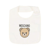 Moschino Kids Set Nascita Panna con Tutina, Cappellino e Bavaglino con Stampa Teddy Bear e Logo Unisex per Neonati