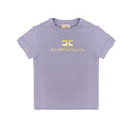 Elisabetta Franchi La Mia Bambina T-shirt Lilla con Stampa Logo Effetto Oro per Neonate