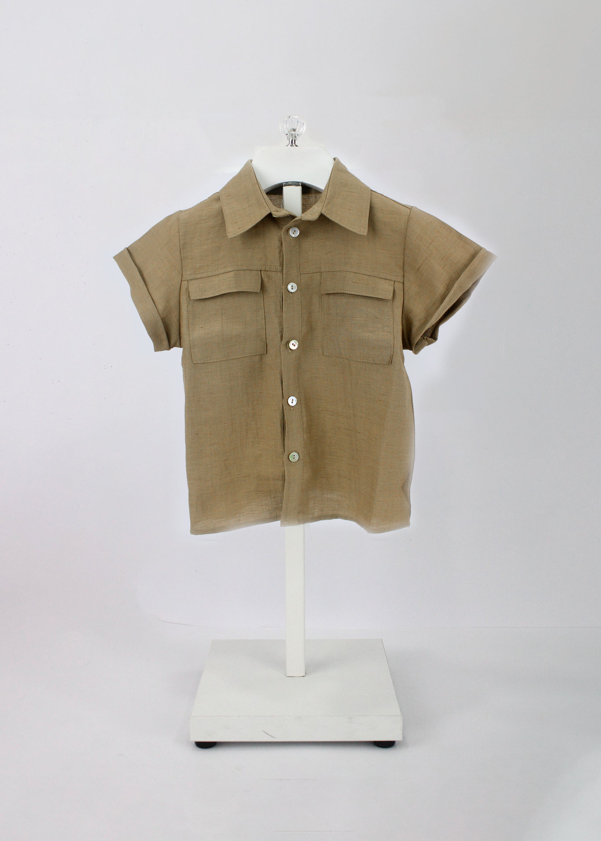 Barcellino Beige Shirt with Pockets for Newborns
