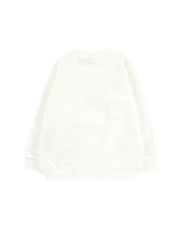 Moschino Kids Felpa Panna Girocollo con Teddy per neonate