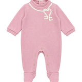 Elisabetta Franchi La Mia Bambina Tutina in Felpa di Cotone Rosa con Ricamo Avorio per Bambine