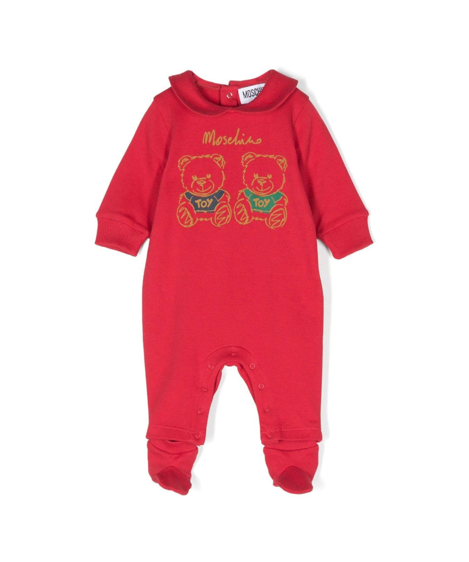 Moschino Kids Tutina Rossa con Stampa per Neonati