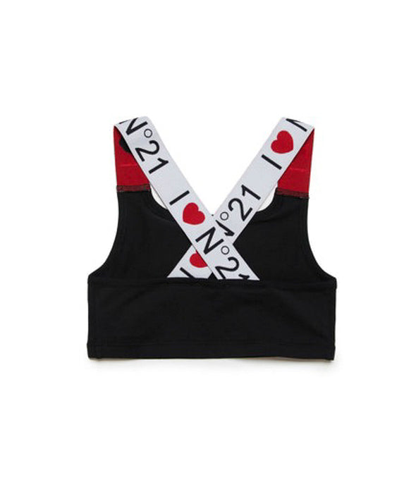 N°21 Kids Top con Spalline Logate Nero
