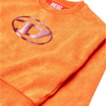 Diesel Kids Felpa Arancione Marmorizzata con Oval D per Bambine