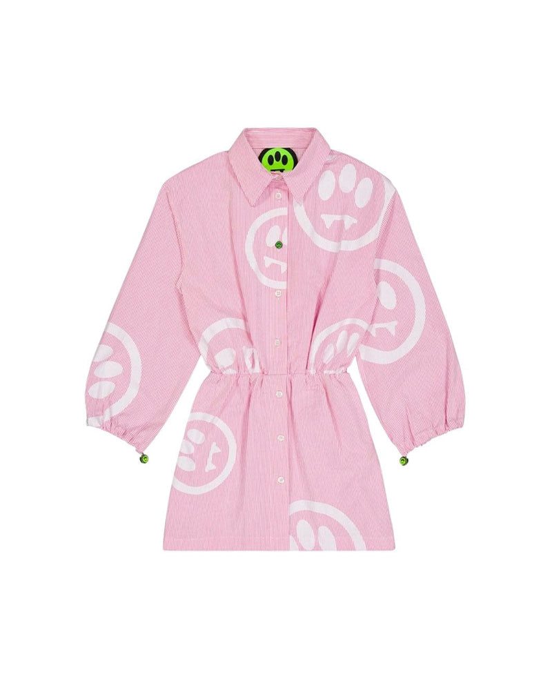 Barrow kids Abito Rosa a Righe con Stampa per Bambine