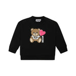 Moschino Kids Felpa Girocollo Nera con Stampa per Neonate