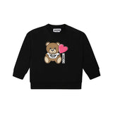 Moschino Kids Felpa Girocollo Nera con Stampa per Neonate
