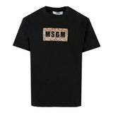 MSGM Kids T-shirt Nera con Logo Maculato per Bambini