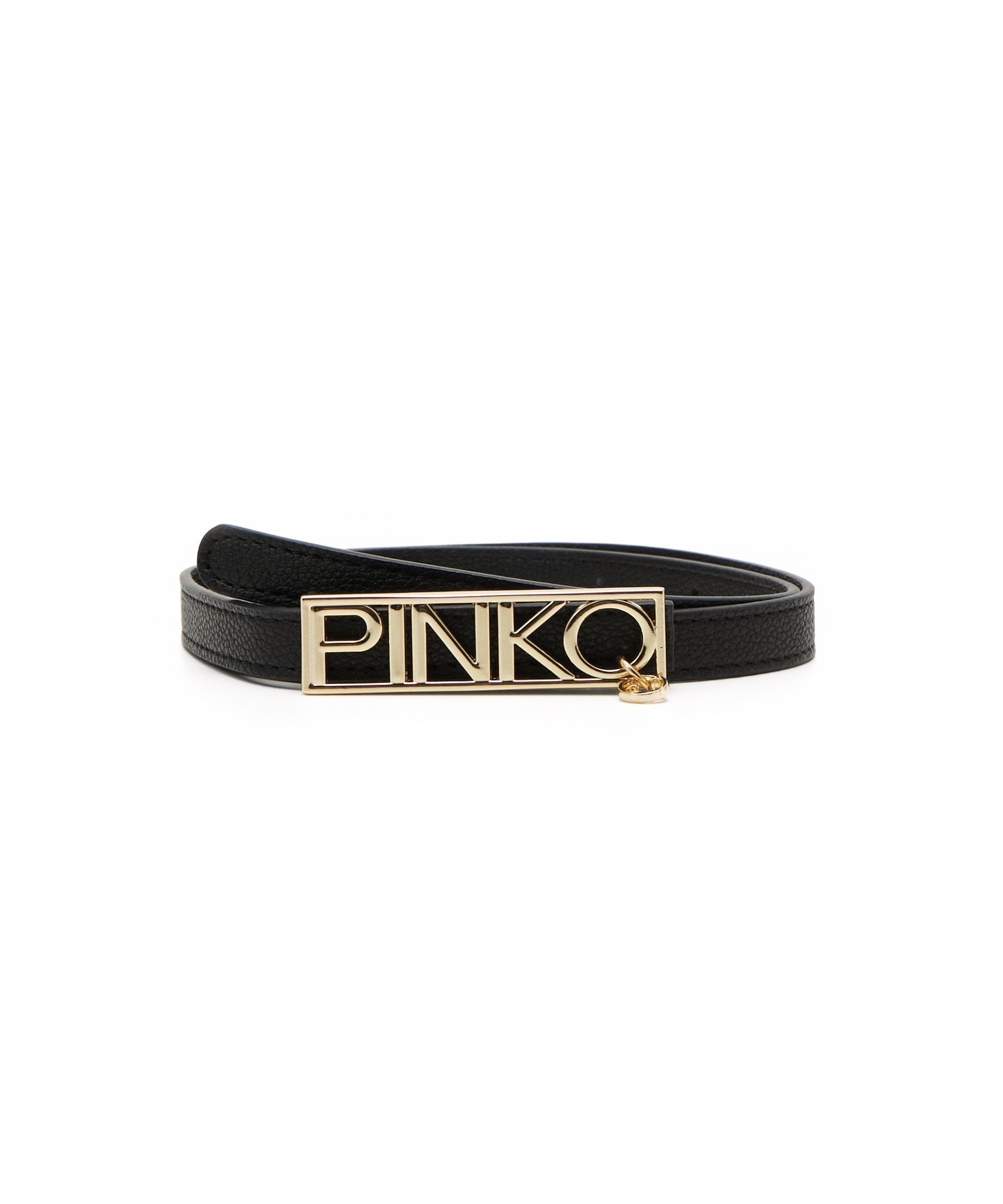 Pinko Kids Cintura Nera con Placca Logo Oro