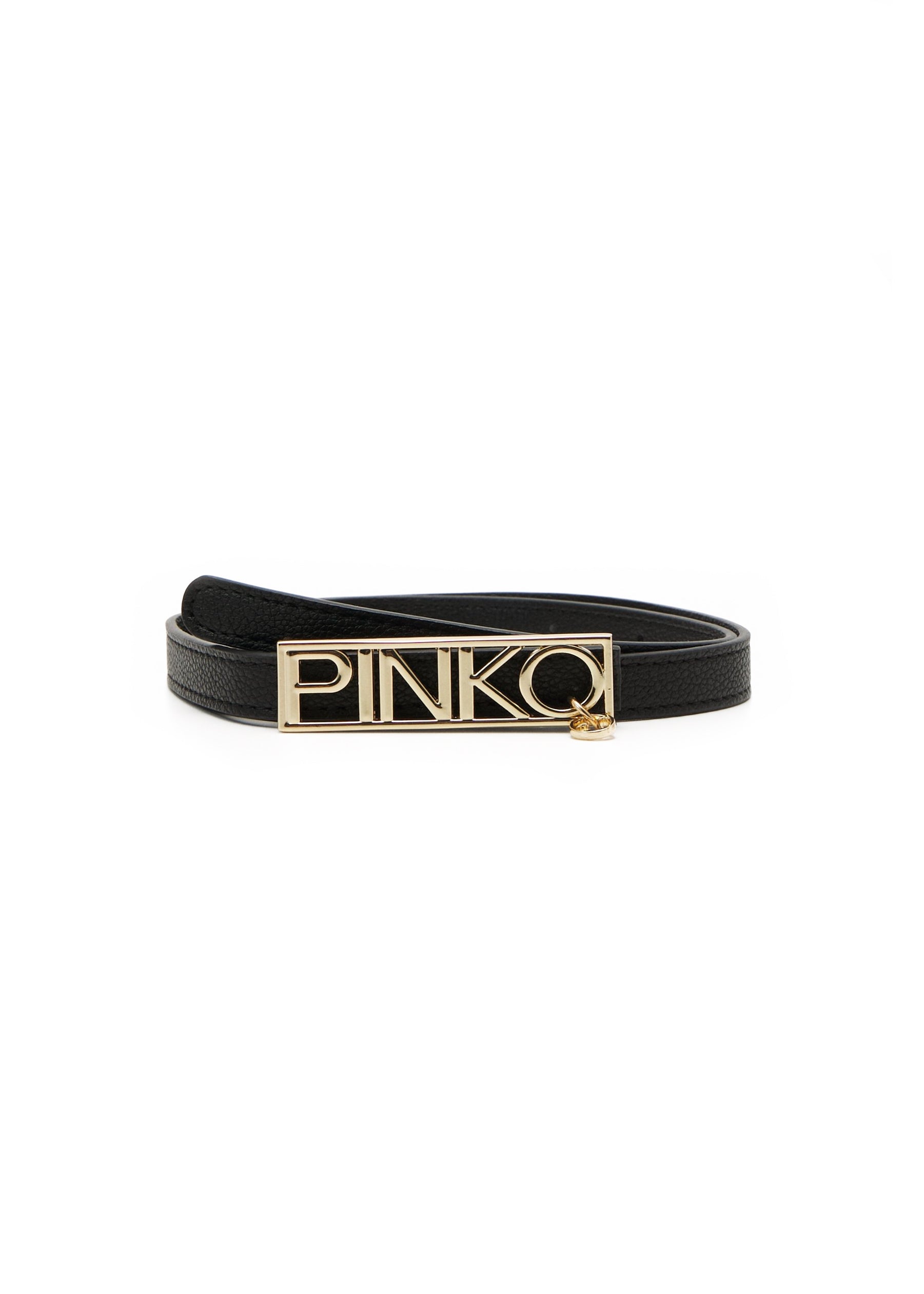 Pinko Kids Cintura Nera con Placca Logo Oro