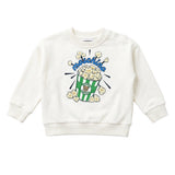 Moschino Kids Felpa Girocollo Panna in Cotone Unisex con Stampa Popcorn e Teddy Bear per Neonati