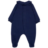 Moschino Kids Tutina Blu Navy in Cotone con Colletto e Stampa Teddy Bear e Logo per Neonati