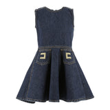 Elisabetta Franchi La Mia Bambina Abito in Denim con Tasche per Bambine