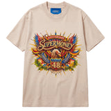 ArtSuperMoney T-Shirt Beige con Stampa Aquila per Bambini