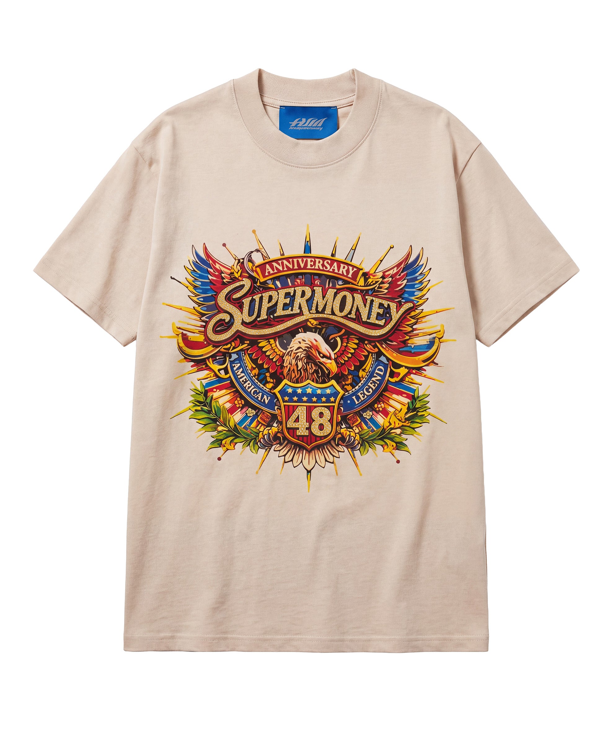ArtSuperMoney T-Shirt Beige con Stampa Aquila per Bambini