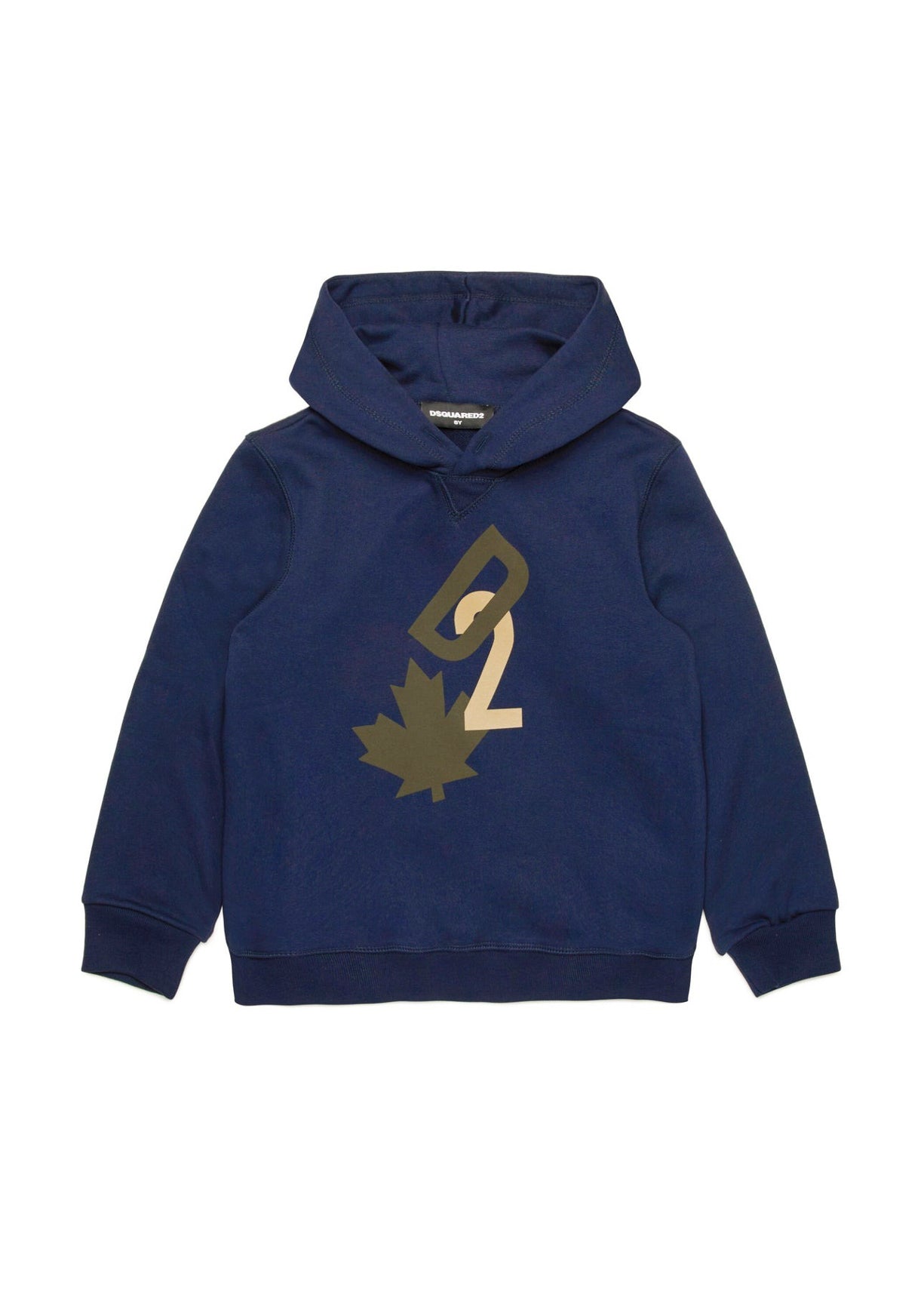 Dsquared2 Kids Felpa Blu con Cappuccio con Stampa Leaf per Bambini