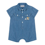 Moschino Kids Tutina in Denim con Stampa per Neonati
