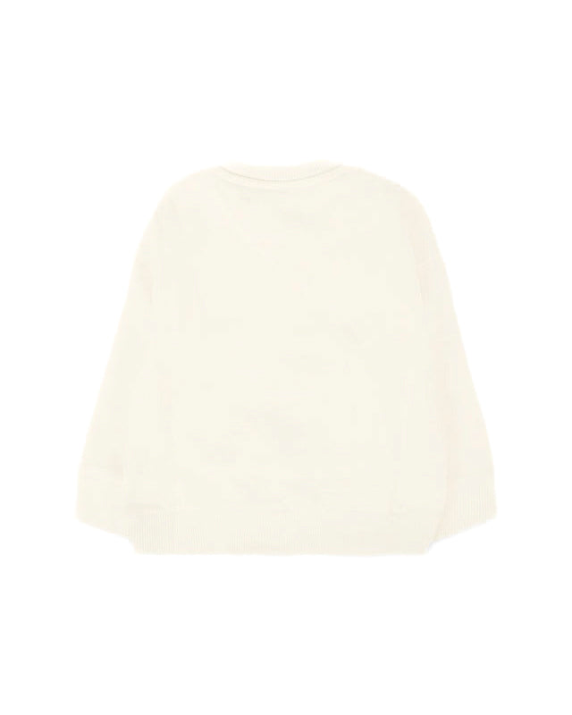 Moschino Kids Felpa Girocollo Panna con Logo per Neonati