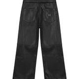 Philipp Plein Kids Pantalone in Pelle Nero con Cristalli e Logo sul Retro per Bambine