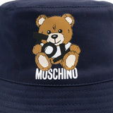 Moschino Kids Cappello Bucket Navy con Stampa per Neonati