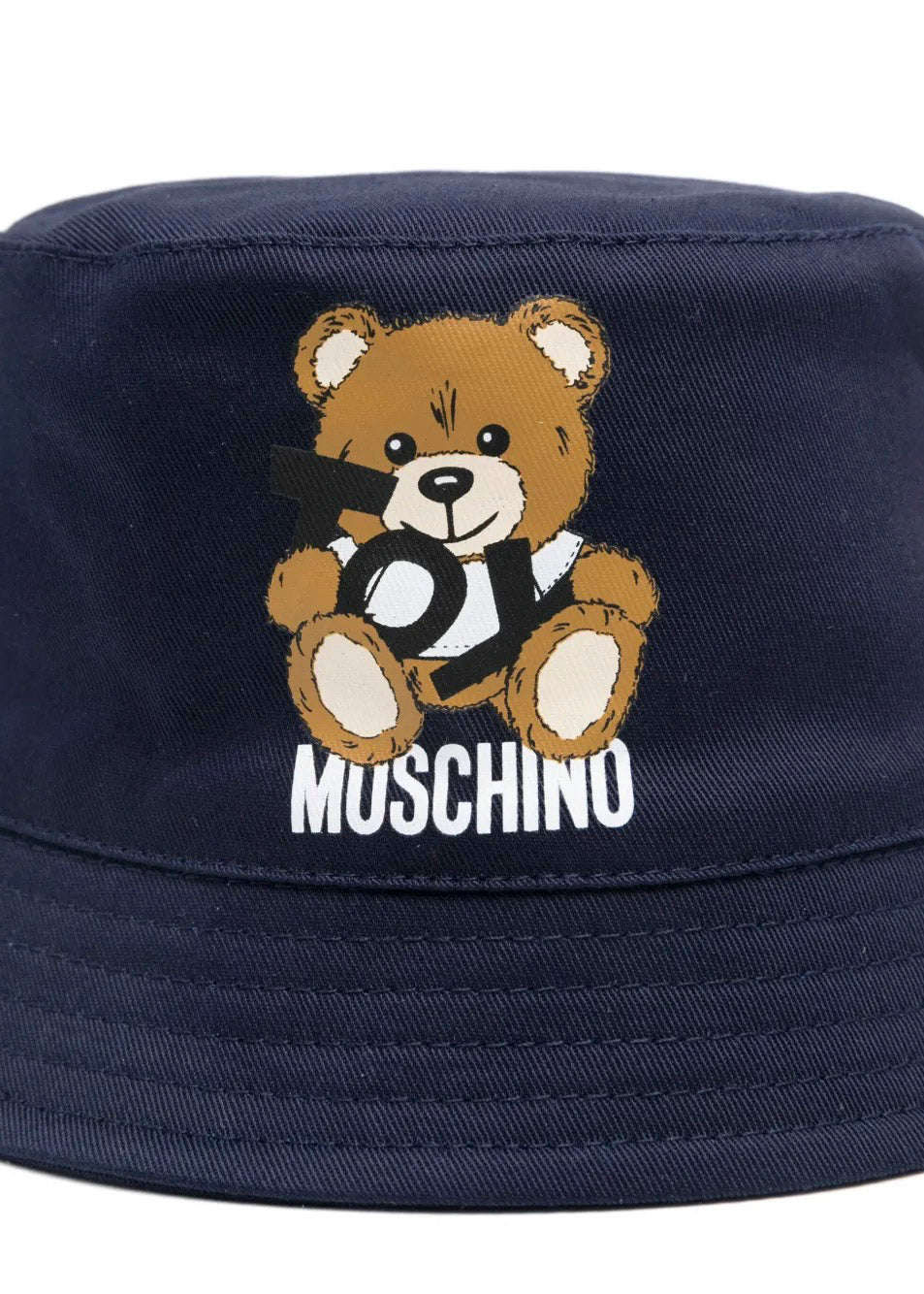 Moschino Kids Cappello Bucket Navy con Stampa per Neonati