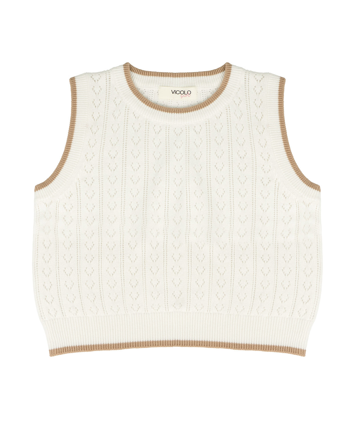 Vicolo Kids Canotta in Maglia Off-White per Bambine