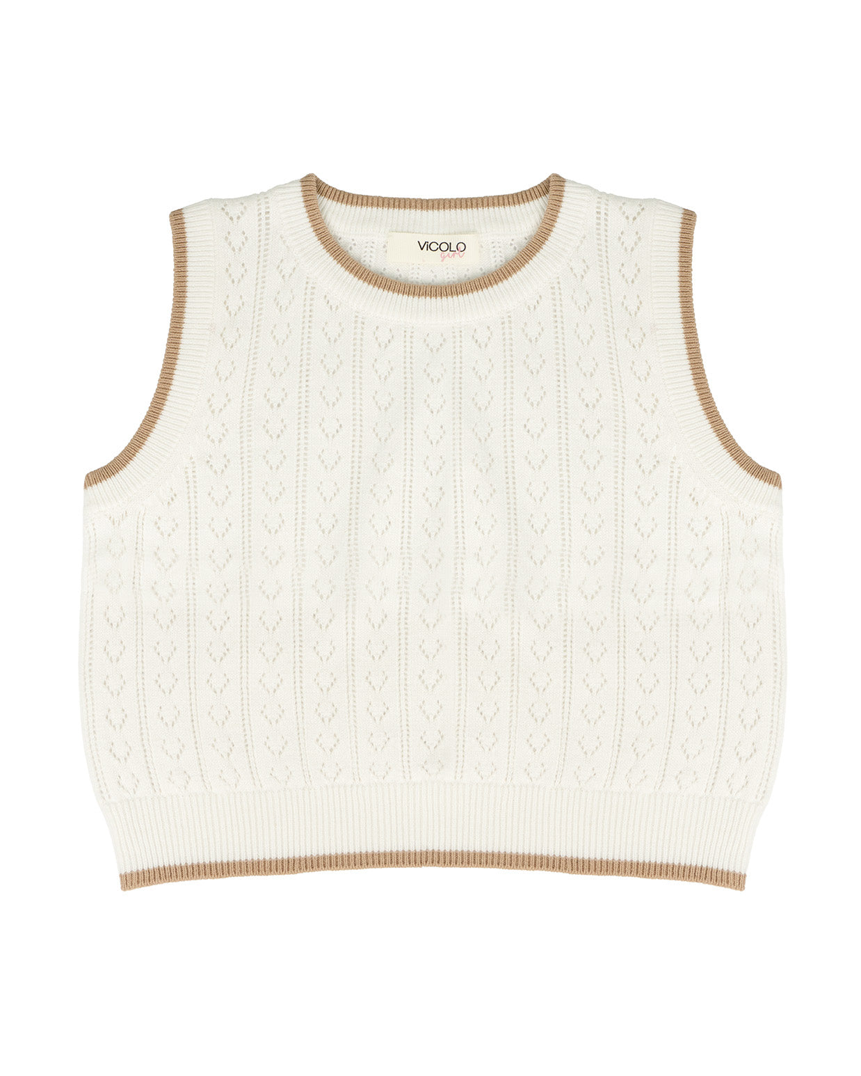 Vicolo Kids Canotta in Maglia Off-White per Bambine