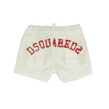 Dsquared2 Kids Bermuda in Denim Bianco con Stampa Logo sul Retro per Neonati